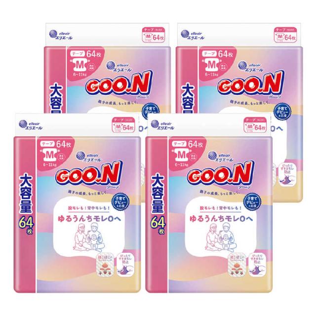 大王製紙　(ケース販売)グーン ゆるうんちモレ0へ Mサイズ 64枚×4　グンユルウンチM64