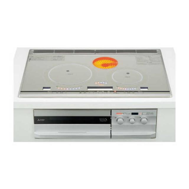 三菱　MITSUBISHI　ビルトインIHクッキングヒーター G34Vシリーズ びっくリングIH [75cm幅 2口IH･ラジエント] プレミアムシルバー(宅配商品)　CS-G34VWS