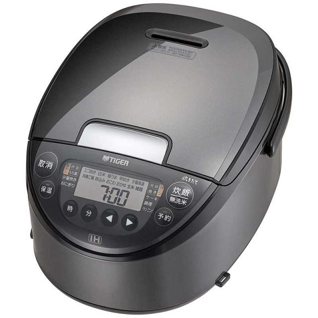 タイガー　TIGER　炊飯器 5.5合 炊きたて IHジャー 遠赤3層土鍋コート釜 ダークグレー　JPW-L100HD