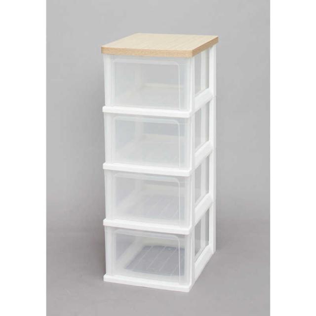 アイリスオーヤマ　IRIS OHYAMA　ウッドトップチェスト 4段 スリムタイプ (フレンチオーク/約幅32.4×奥行41×高さ82cm)　の通販は 5,220円