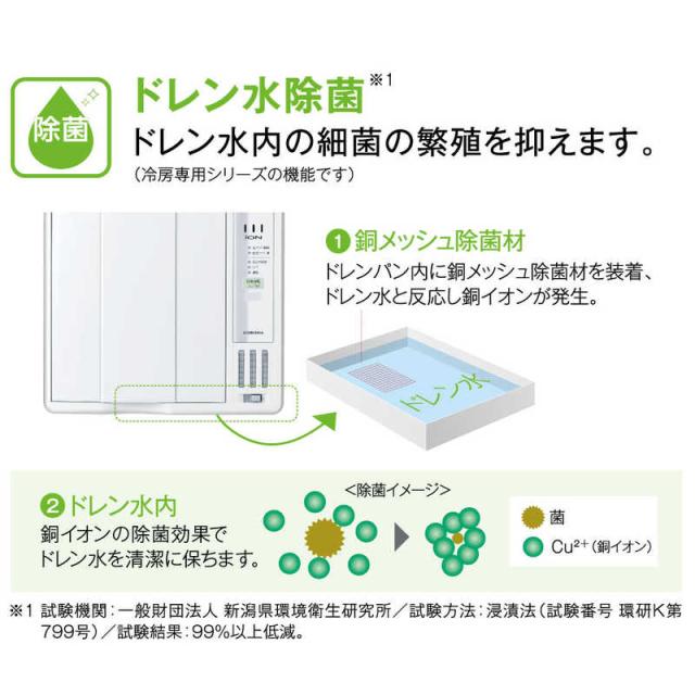 コロナ　CORONA　窓用エアコン ReLaLa(リララ) FAシリーズ ［冷房専用 / ノンドレン］ シェルホワイト　CW-FA1626R-WS_7