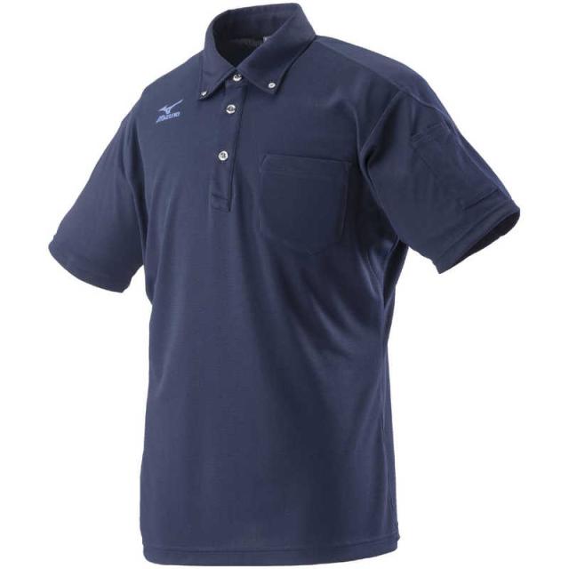 ミズノ　ワークボタンダウンポロシャツ半袖［ユニセックス］ 3XL-8 14：ネイビー　C2JA818014