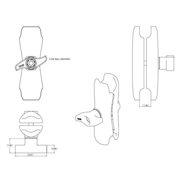 RAMMOUNTS　ダブルソケットアームM2.25インチボール用　RAM-D-201U_1