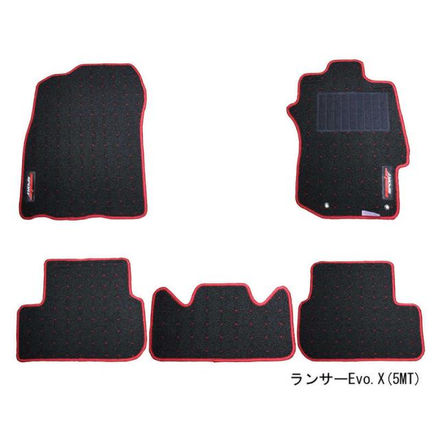 MONSTERSPORT　フロアマット ランサーエボリューション10/ランサーEvo.X［CZ4A］5MT車用(＊1型寒冷地仕様対応) ブラック×レッド　3PSQ11