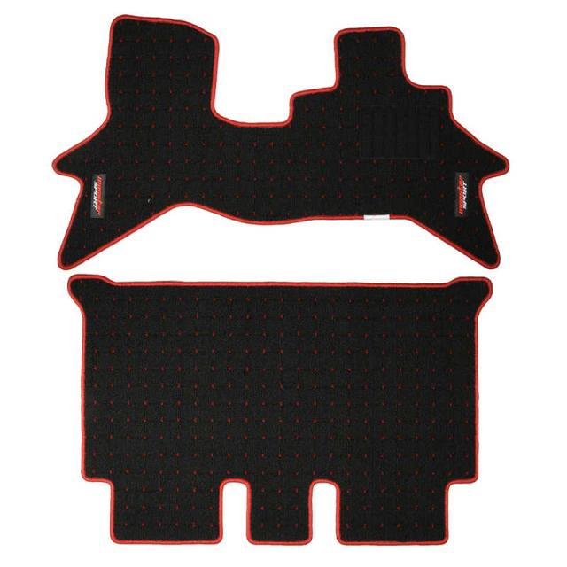 MONSTERSPORT　フロアマット エブリイワゴン［DA17W］ 分割可倒式リヤシート［4AT］車用 ブラック×レッド　894551-3900M