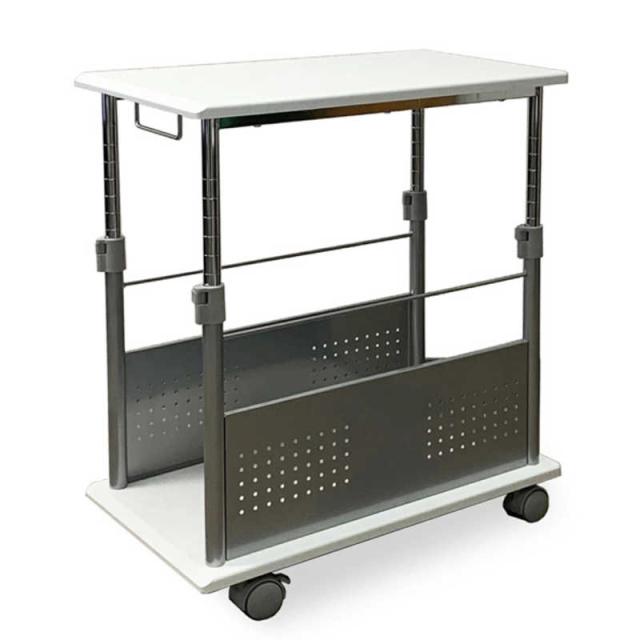 レメックスジャパン　上下昇降パソコンワゴン CPUワゴン L字デスク (上下昇降51〜80cm)(W35xD60xH51〜80cm)MDF集成材 白木目 REMEX　PJC-7201-WHの通販は