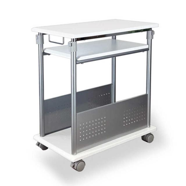 レメックスジャパン　2段式 上下昇降パソコンワゴン CPUワゴン L字デスク (上下昇降70〜100cm)(W35xD60xH70〜100cm)MDF集成材 白木目 REMEX　PJC-7202-WH