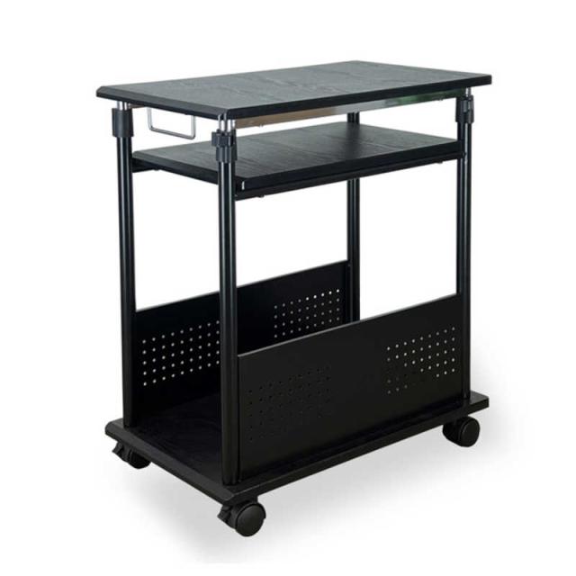 レメックスジャパン　2段式 上下昇降パソコンワゴン CPUワゴン L字デスク (上下昇降70〜100cm)(W35xD60xH70〜100cm)MDF集成材 黒木目 REMEX　PJC-7202-BK