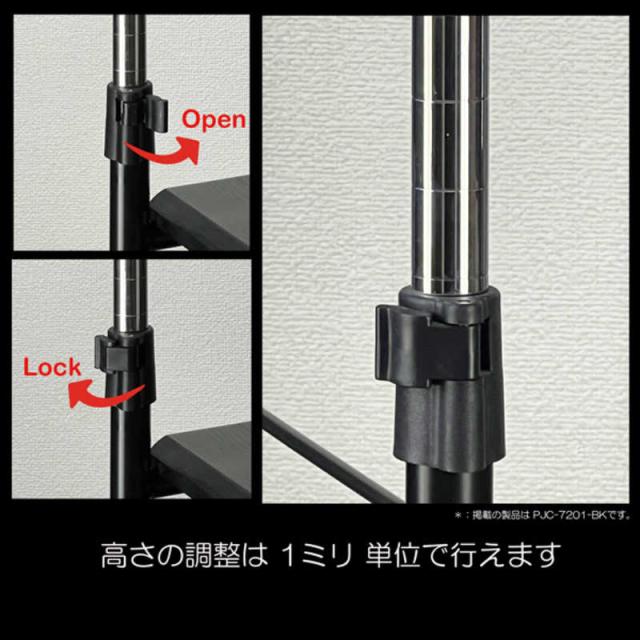 レメックスジャパン　2段式 上下昇降パソコンワゴン CPUワゴン L字デスク (上下昇降70〜100cm)(W35xD60xH70〜100cm)MDF集成材 黒木目 REMEX　PJC-7202-BK_4