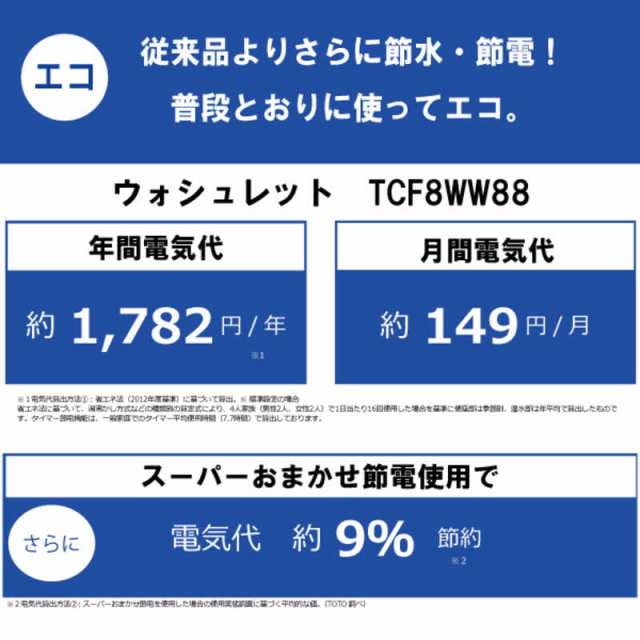 TOTO　温水洗浄便座 （ウォシュレット） KWシリーズ [瞬間式]　TCF8WW88　ホワイト