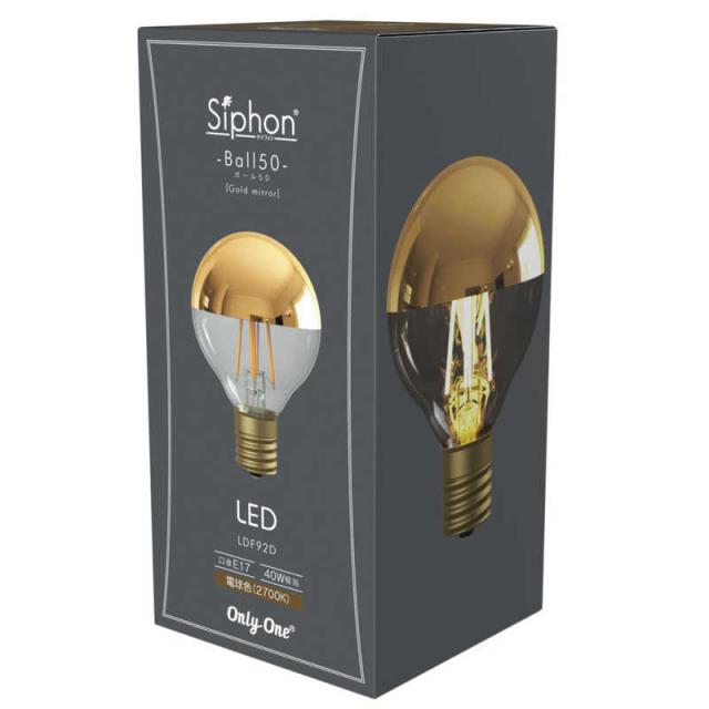 ビートソニック　LED電球 ボール50 Tミラー ゴールド Siphon ［E17 /ボール電球形 /40W相当 /電球色 /1個］　LDF92D LED電球