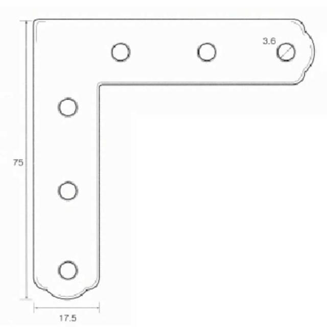 福井金属工芸　鉄角金具75×17.5 100個入　NO.6256 6,930円