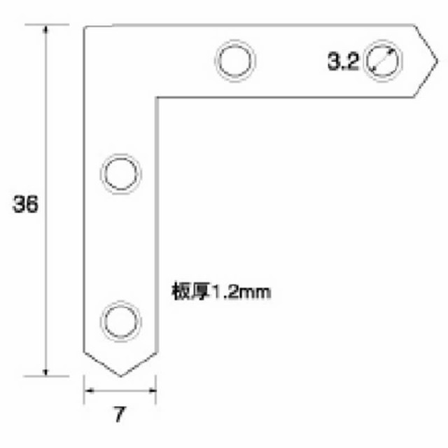 福井金属工芸　ステンレス角金具36×7 500個入　NO.6262