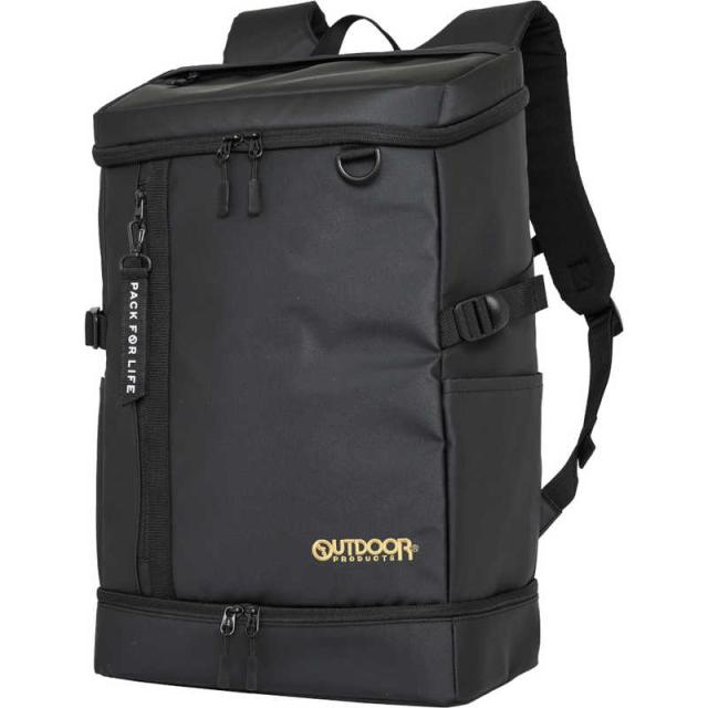 OUTDOOR　ボックスリュック スクールリュック 通学 通勤 大容量 35L 2層タイプ 15.6インチ PC対応 撥水 ゴールド/ブラック　OD-11194-GDBK
