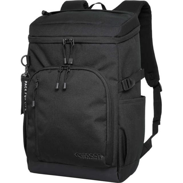 OUTDOOR　ボックスリュック スクールリュック 通学 通勤 大容量 30L 15.6インチ PC対応 撥水 軽量 ブラック/ブラック　OD-11195-BKBK