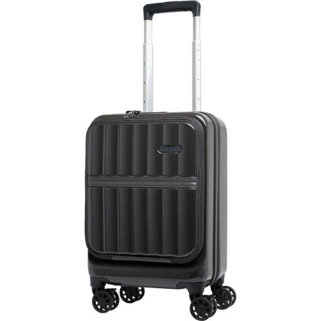TRAVELEARTH　スーツケース ファスナータイプ 旅行日数目安：1泊 約27L 拡張時31L コインロッカーサイズ フロントオープン インクブラック　TE-0905-42-IBK