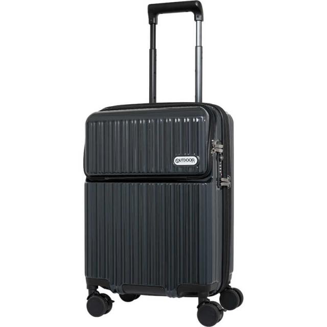 OUTDOOR　スーツケース ファスナータイプ 旅行日数目安： 3〜4泊 40L 拡張時46L TSAロック搭載 フロントオープン フットストッパー付き 機内持ち込みサイズ 預け入れ無料 インクブラック　OD-0890-49N-IBK