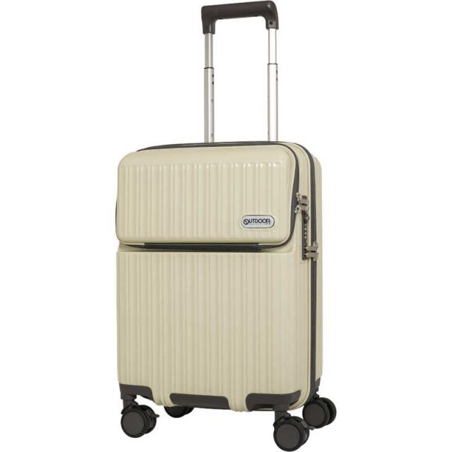 OUTDOOR　スーツケース ファスナータイプ 旅行日数目安： 3〜4泊 40L 拡張時46L TSAロック搭載 フロントオープン フットストッパー付き 機内持ち込みサイズ 預け入れ無料 アイボリー　OD-0890-49N-IV