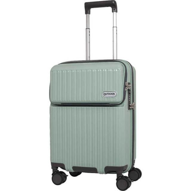 OUTDOOR　スーツケース ファスナータイプ 旅行日数目安： 3〜4泊 40L 拡張時46L TSAロック搭載 フロントオープン フットストッパー付き 機内持ち込みサイズ 預け入れ無料 アクアグリーン　OD-0890-49N-AGR