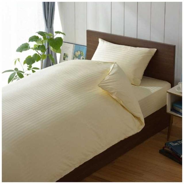 生毛工房　【掛ふとんカバー】サテンストライプ ダブルロングサイズ(綿100%/190×230cm/ベージュ)　