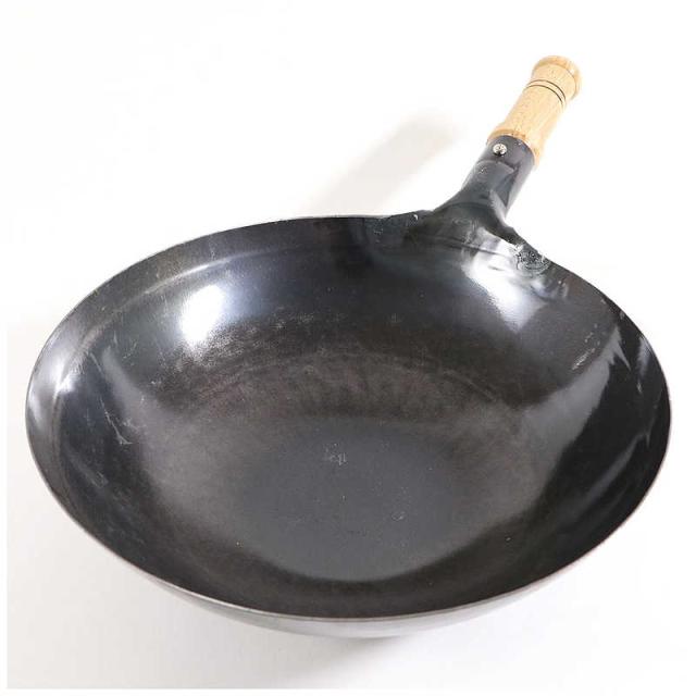 カンダ　鉄打出木柄片手中華鍋 36cm　001059