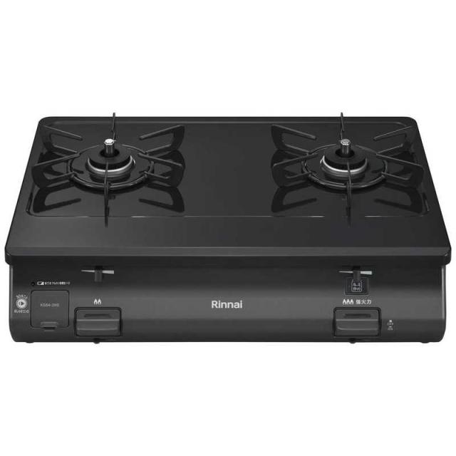 リンナイ　Rinnai　ガスコンロ(グリル無し)  右強火  ブラック 60cm  都市ガス12・13A  右強火 　KG64-2HSR