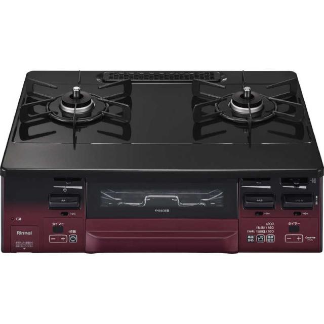 リンナイ　Rinnai　ガステーブルコンロ ブラック レッドトーンブ 約60cm 都市ガス12・13A 右強火　KG66VTARR