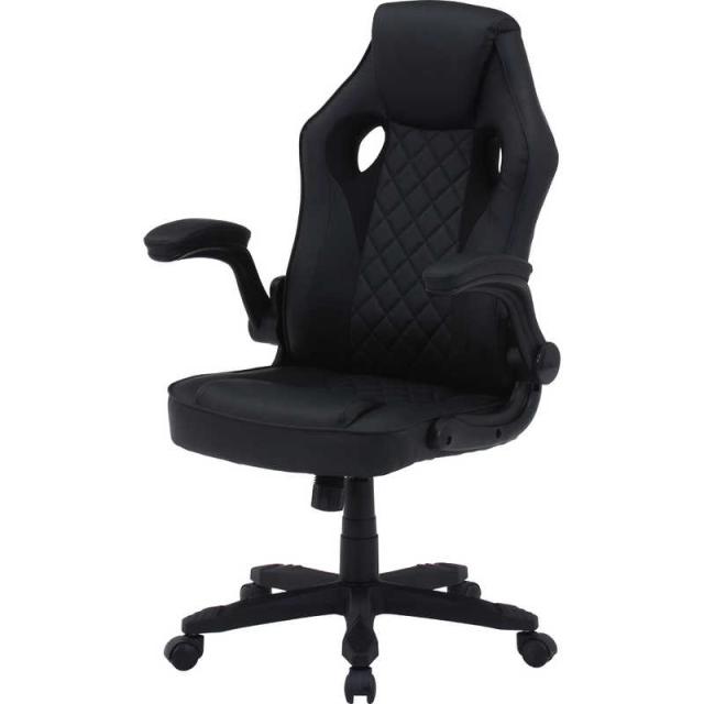 不二貿易　ゲーミングチェア ［W655xD630xH1030〜1110mm］ ブラック　16547