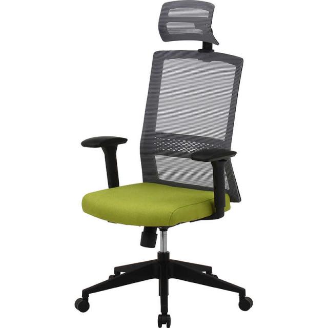 不二貿易　ヘッド付きハイバックチェア マスター4 グリーン　70518