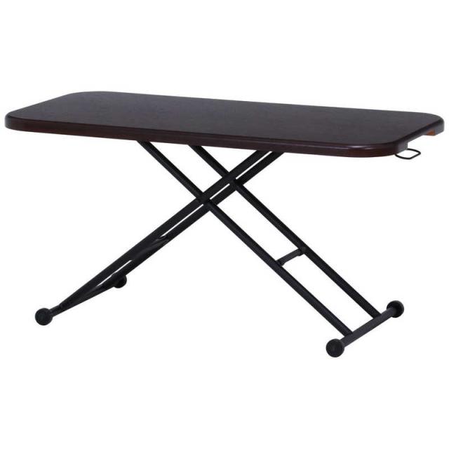 不二貿易　ガス昇降フリーテーブル ワイド BR ブラウン　74712