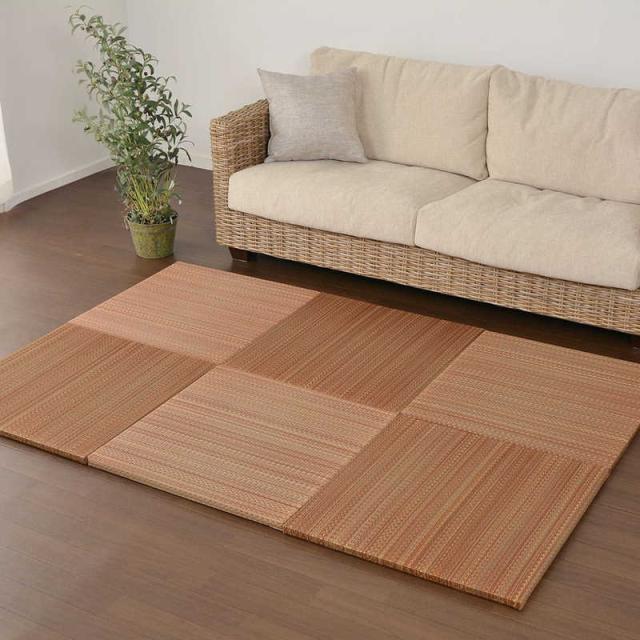 萩原　(6枚入)置き畳フラッタ 王騎 約65×65×2.5cm ブラウン　159056031