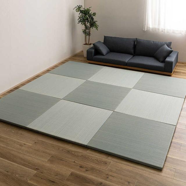萩原　(6枚入)ハイブリッド置き畳 綾瀬 約82×82×2.5cm ブルー　160900460