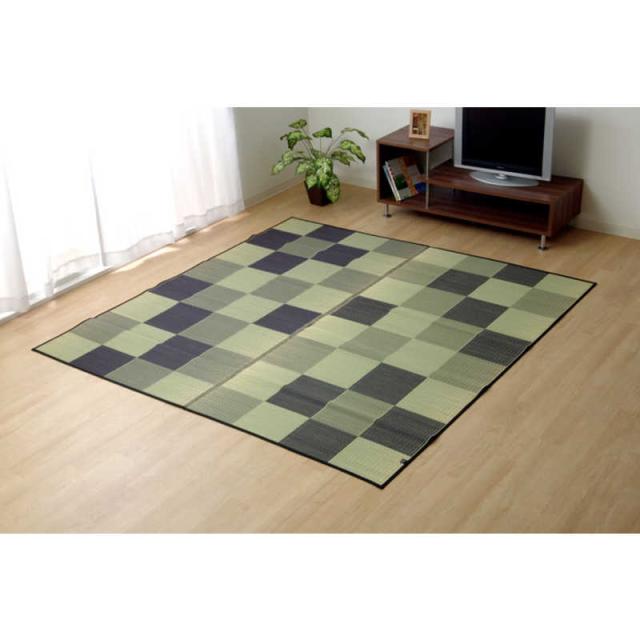 イケヒコ　い草ラグカーペット 『Fブロック2』 グレー