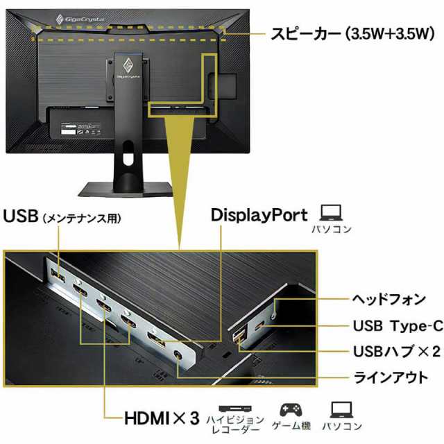 IOデータ　ゲーミング モニター ディスプレイ 31.5型 WQHD 2560×1440 ワイド ブラック GigaCrysta　LCD-GCQ321HXDB