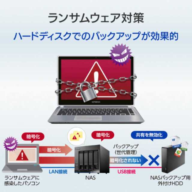 IOデータ 外付け HDD USB-A接続 BizDAS NAS用 Chrome Mac Windows11