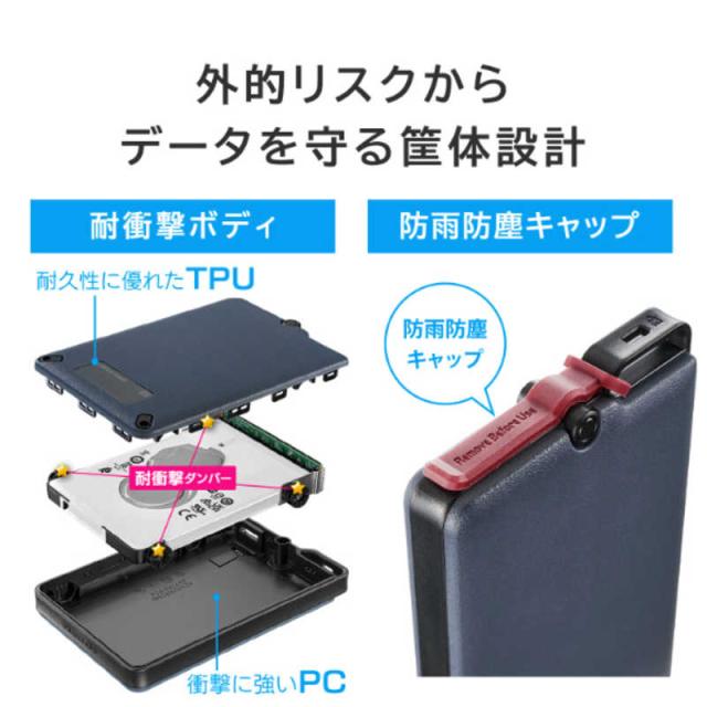 IOデータ　USB 5Gbps(USB 3.2 Gen1)対応 ハードウェア自動暗号化＆耐衝撃ポータブルHDD BizDAS ［1TB /ポータブル型］　HDPD-SUTC1_7