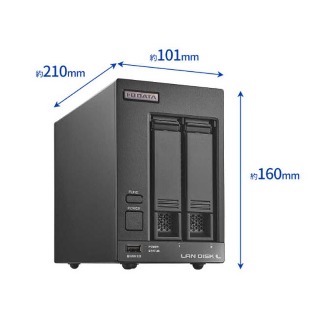 IOデータ　法人向け2ドライブNAS(ネットワークHDD)5年保証16TB ブラック　HDL2-LV16