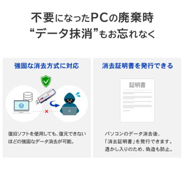 IOデータ　USBメモリー型データ消去ソフト パソコン消去版(USBメモリー型)1ライセンス　D-REF5B/LC1_2