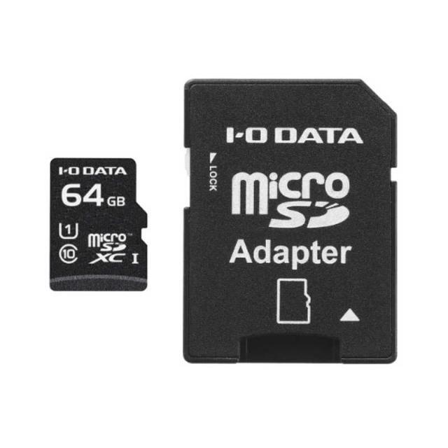 IOデータ　UHS-I UHS スピードクラス1対応 microSDメモリーカード(SDカード変換アダプター付き) ［Class10 / 64GB］　MSDU1-64G/NC