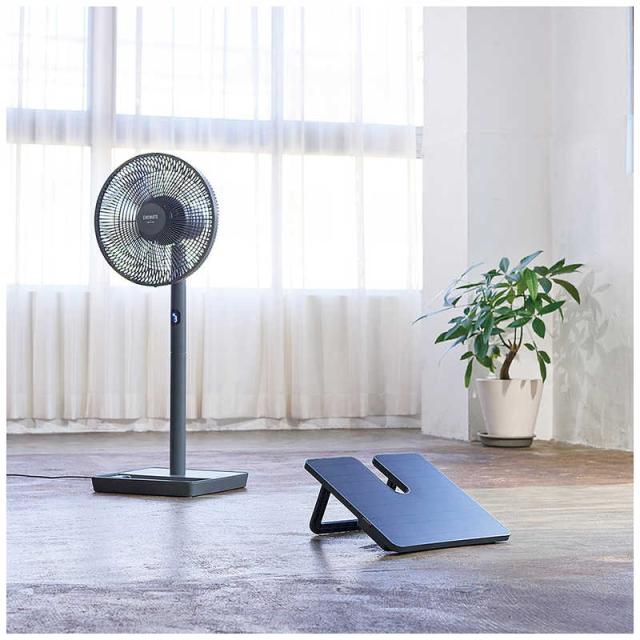 アピックス　扇風機 DCモーター搭載 (省エネタイプ) 自動首振り機能あり ソーラーパワー リモコン付き -GY　AEF-900R