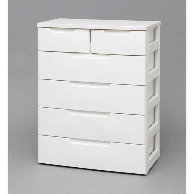 アイリスオーヤマ　IRIS OHYAMA　マルチユースチェスト 5段 小引出1段 (ホワイト&ナチュラル/約幅73×奥行41.5×高さ96.5cm)