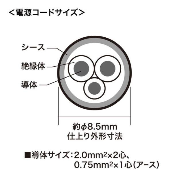 サンワサプライ　工事物件タップ(3P･8個口･3m)　TAP-K8L-3_7