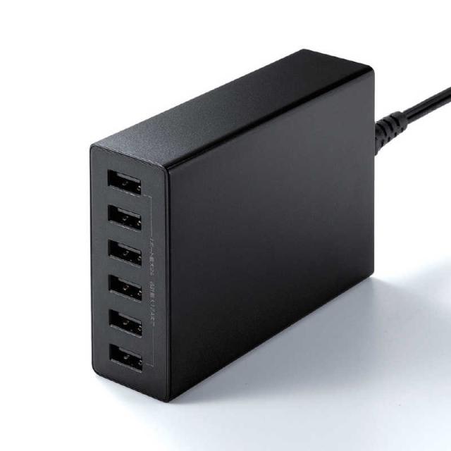 サンワサプライ　USB充電器(6ポート･合計12A･ブラック)　ACA-IP67BK_4