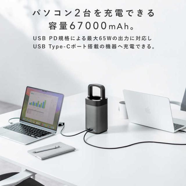 サンワサプライ　USB PD対応ハンドル一体型モバイルバッテリー(67000mAh)　BTL-RDC36_3