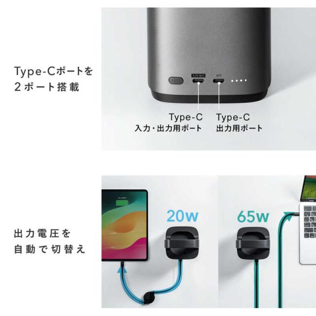 サンワサプライ　USB PD対応ハンドル一体型モバイルバッテリー(67000mAh)　BTL-RDC36_4