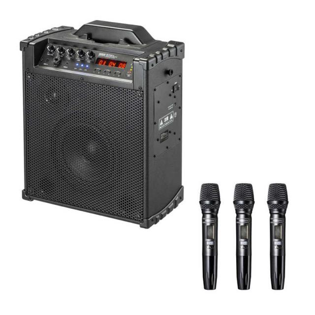 サンワサプライ　ワイヤレスマイク付き拡声器スピーカー(バッテリー内蔵・ワイヤレスマイク3本対応)　MM-SPAMP16
