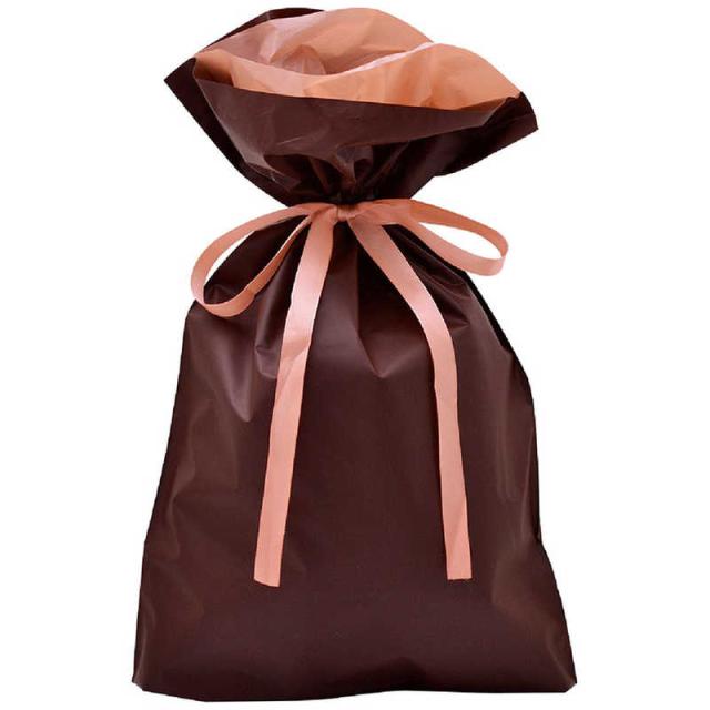 ササガワ　巾着袋 ブラウン 240×360＋120 50P　503461