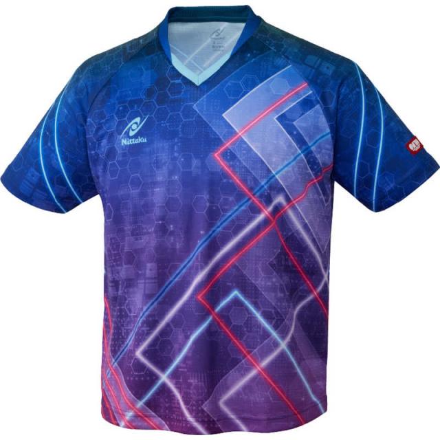ニッタク　卓球用品 Nittaku ユニセックス ブライトネオンシャツ ネイビー SS　NW2212