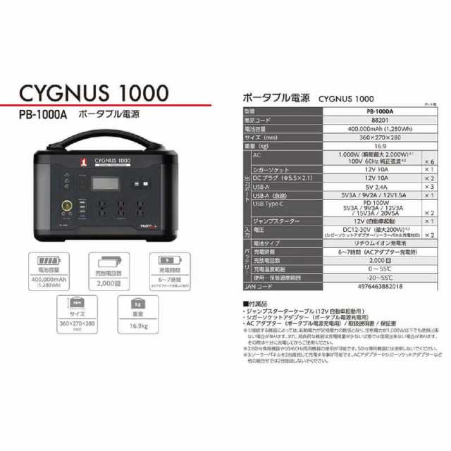 イチネンMTM　MUSTTOOL (マストツール) ポータブル電源 88201 [1280Wh] 　PB-1000A