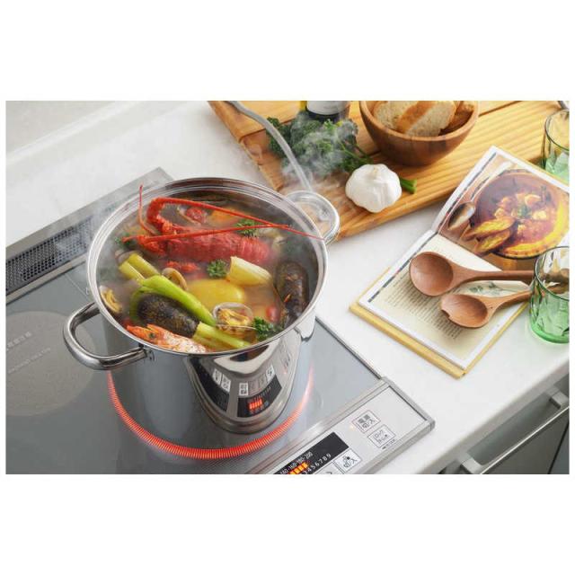 トスカーナ パスタポット ガラス蓋付き 22cm 新品 ステンレス ヨシカワ パスタポット 22cm 7.3L ステンレス製 ガラス蓋付き